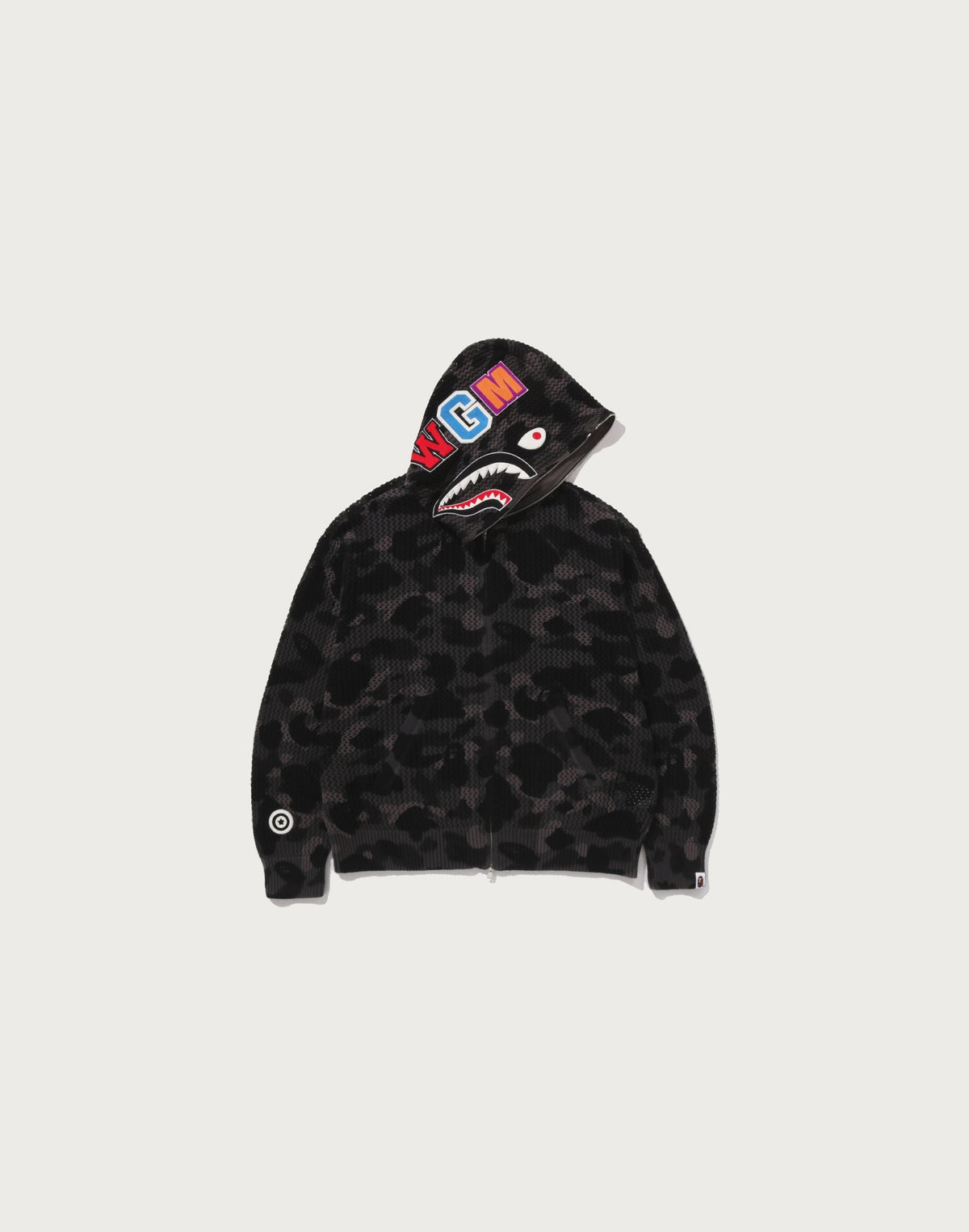 COLOR CAMO CROCHET RELAXED FIT SHARK FULL ZIP HOODIE MENS