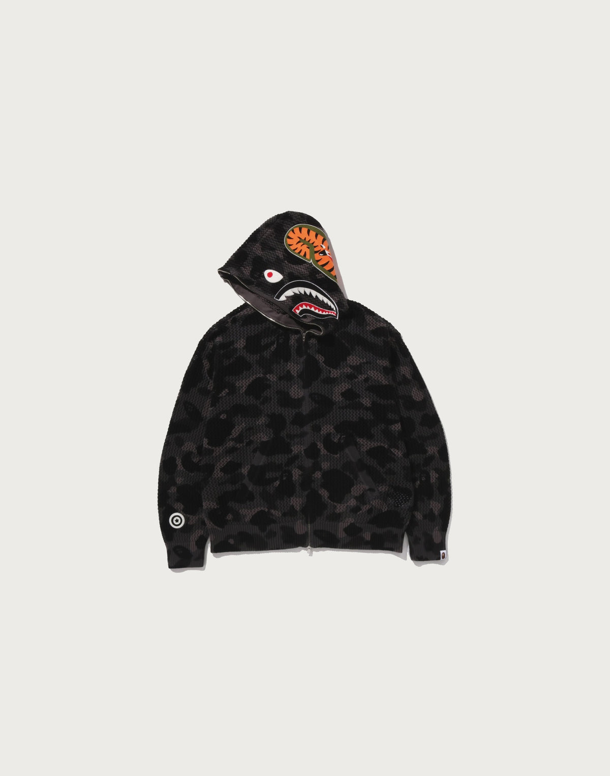 COLOR CAMO CROCHET RELAXED FIT SHARK FULL ZIP HOODIE MENS