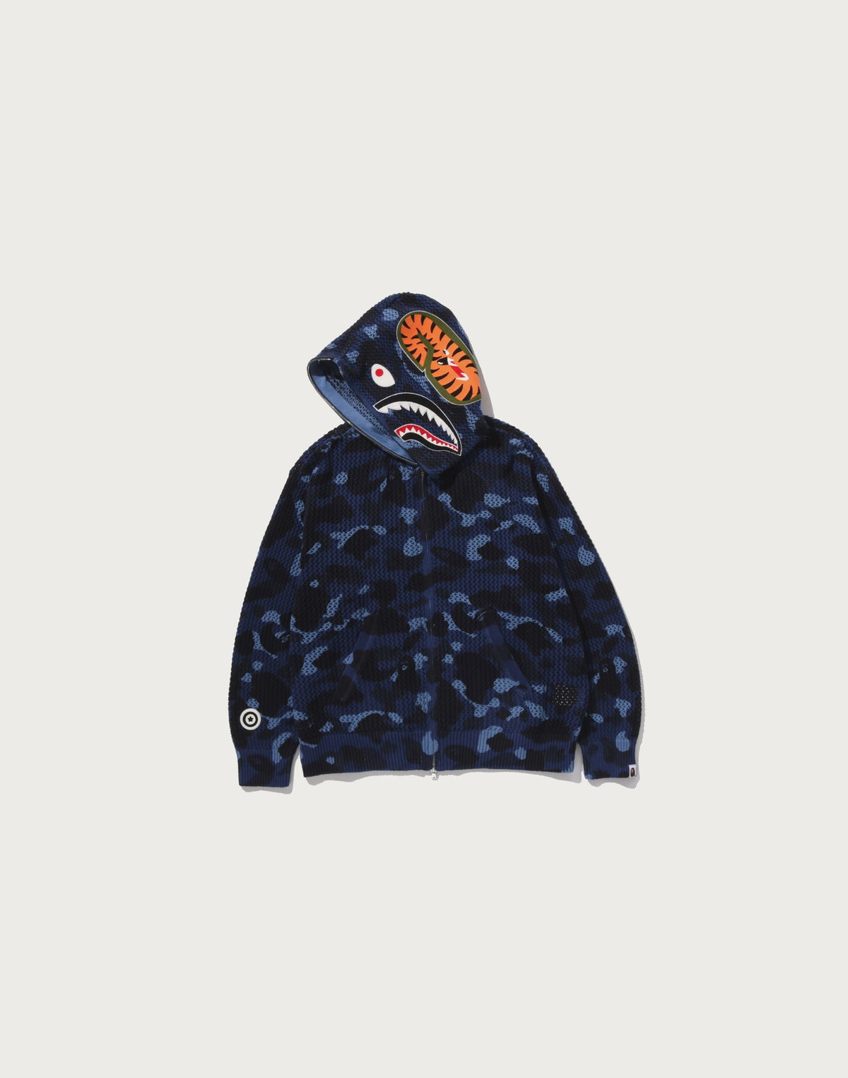 COLOR CAMO CROCHET RELAXED FIT SHARK FULL ZIP HOODIE MENS