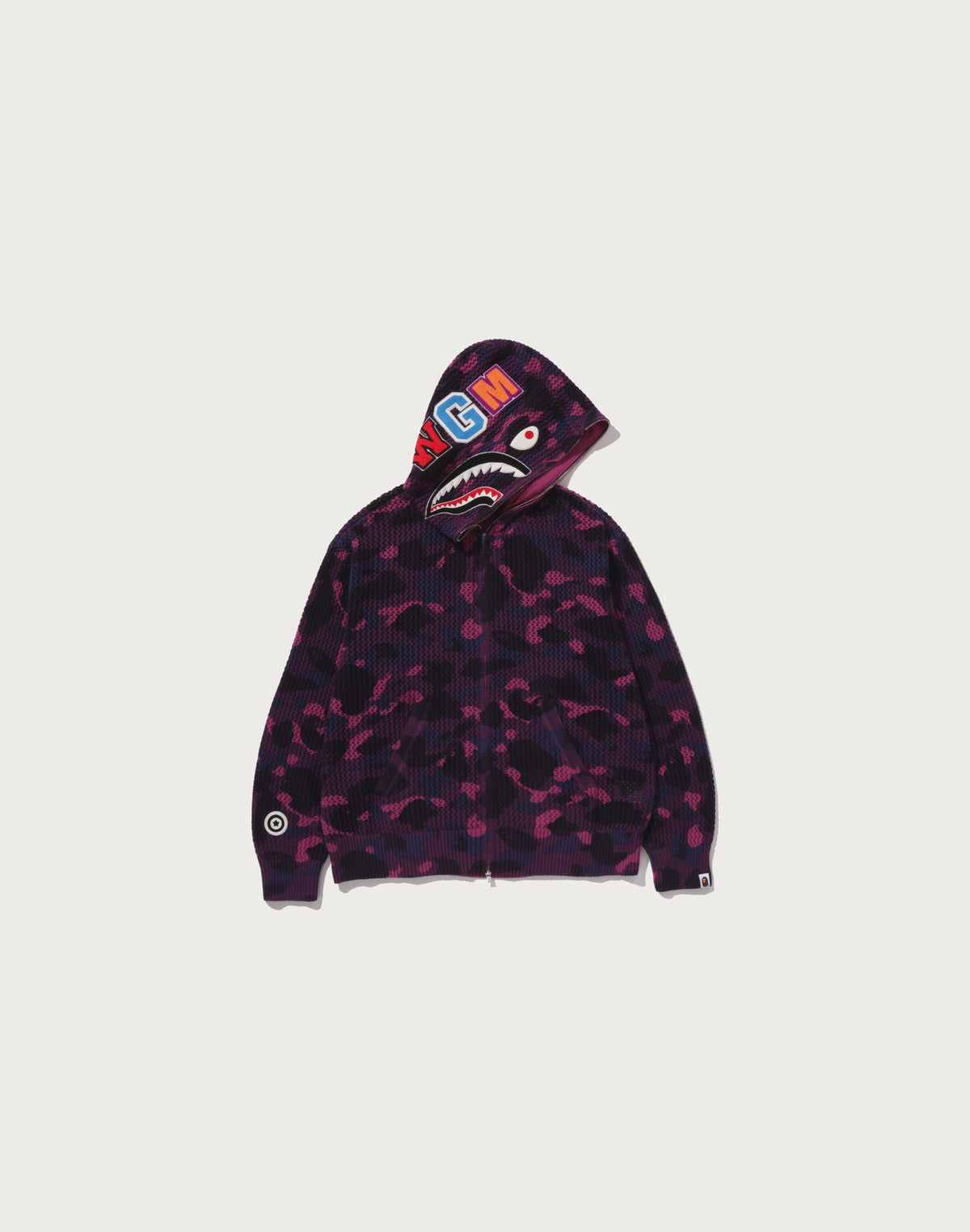 COLOR CAMO CROCHET RELAXED FIT SHARK FULL ZIP HOODIE MENS