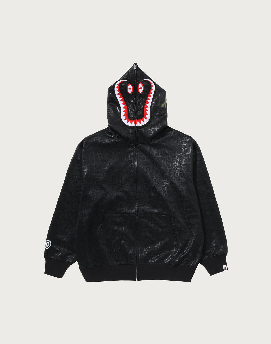 CROC PATTERN CROCODILE RELAXED FIT FULL ZIP HOODIE MENS