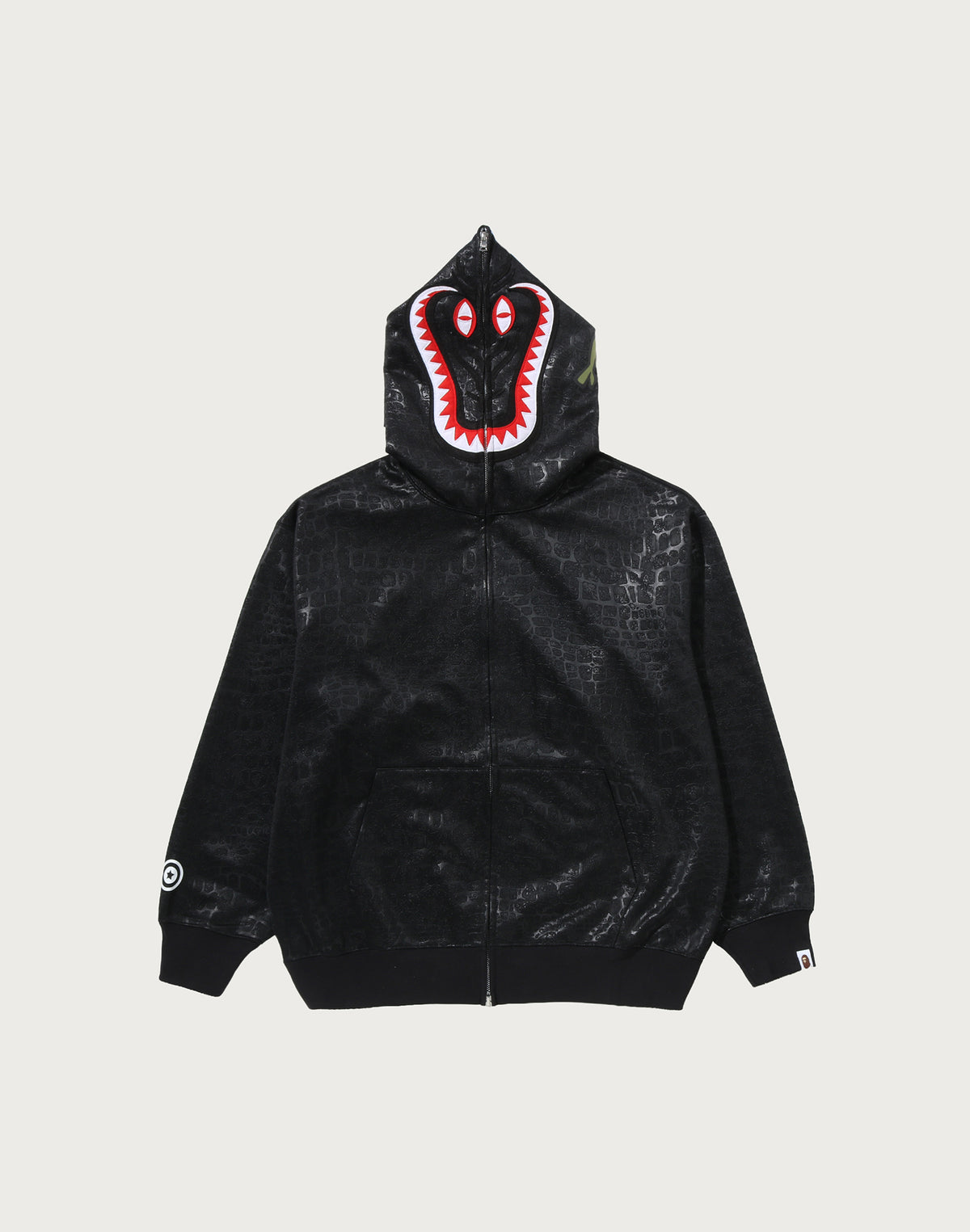CROC PATTERN CROCODILE RELAXED FIT FULL ZIP HOODIE MENS