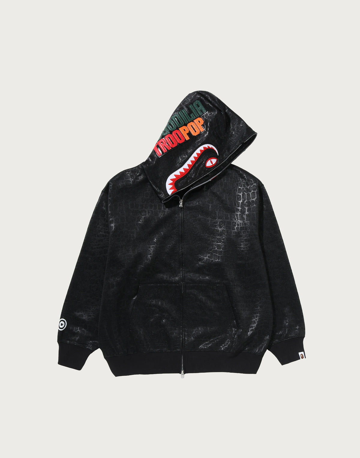 CROC PATTERN CROCODILE RELAXED FIT FULL ZIP HOODIE MENS