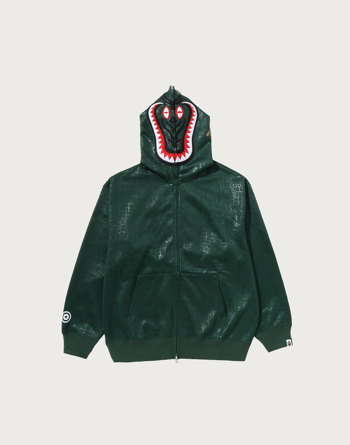CROC PATTERN CROCODILE RELAXED FIT FULL ZIP HOODIE MENS