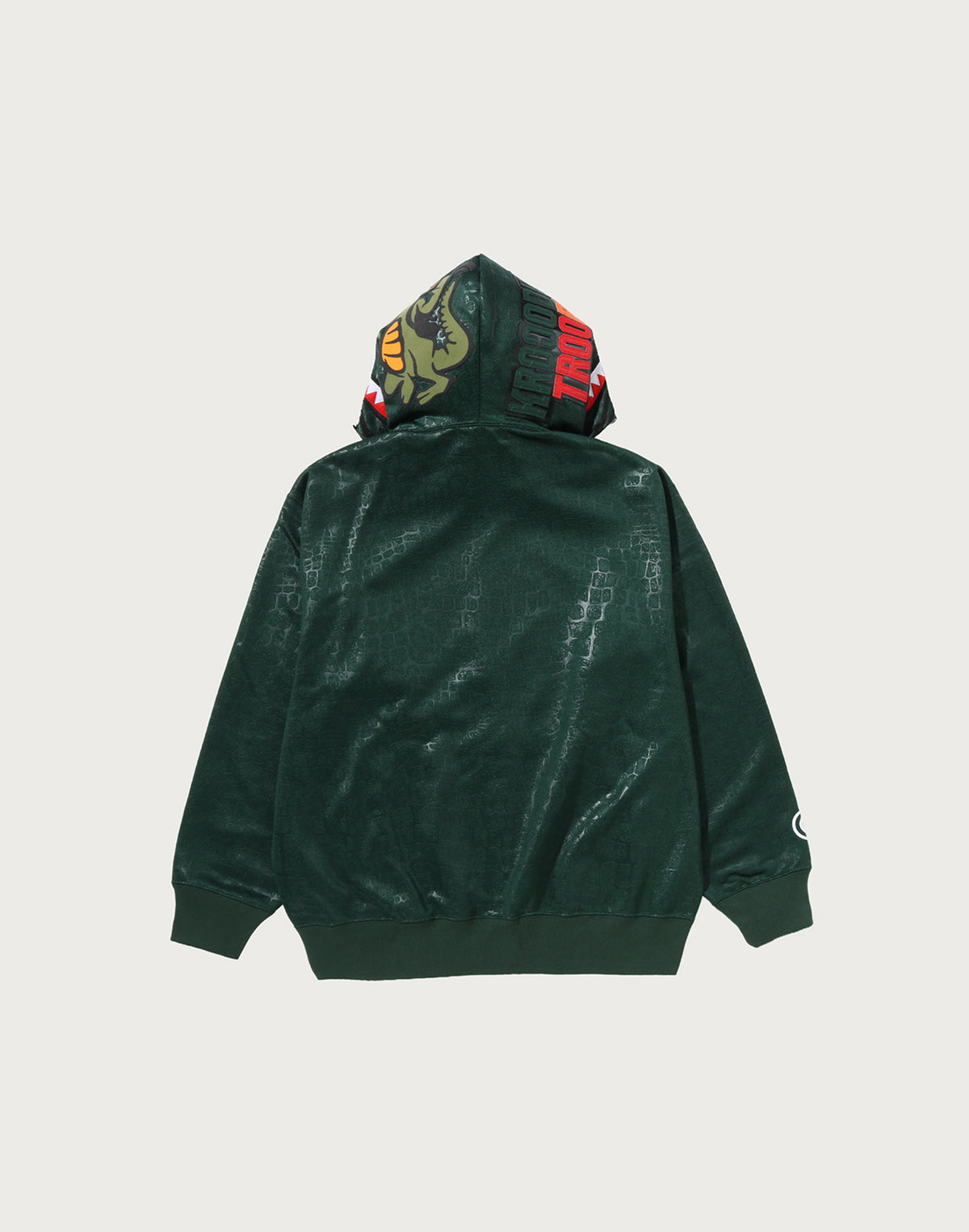 CROC PATTERN CROCODILE RELAXED FIT FULL ZIP HOODIE MENS