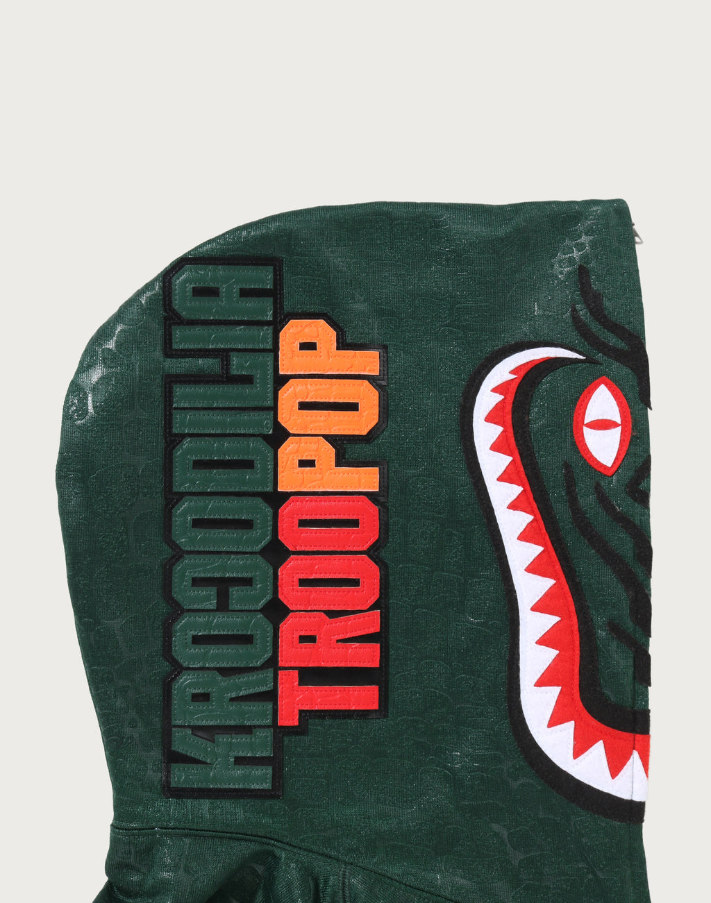 CROC PATTERN CROCODILE RELAXED FIT FULL ZIP HOODIE MENS