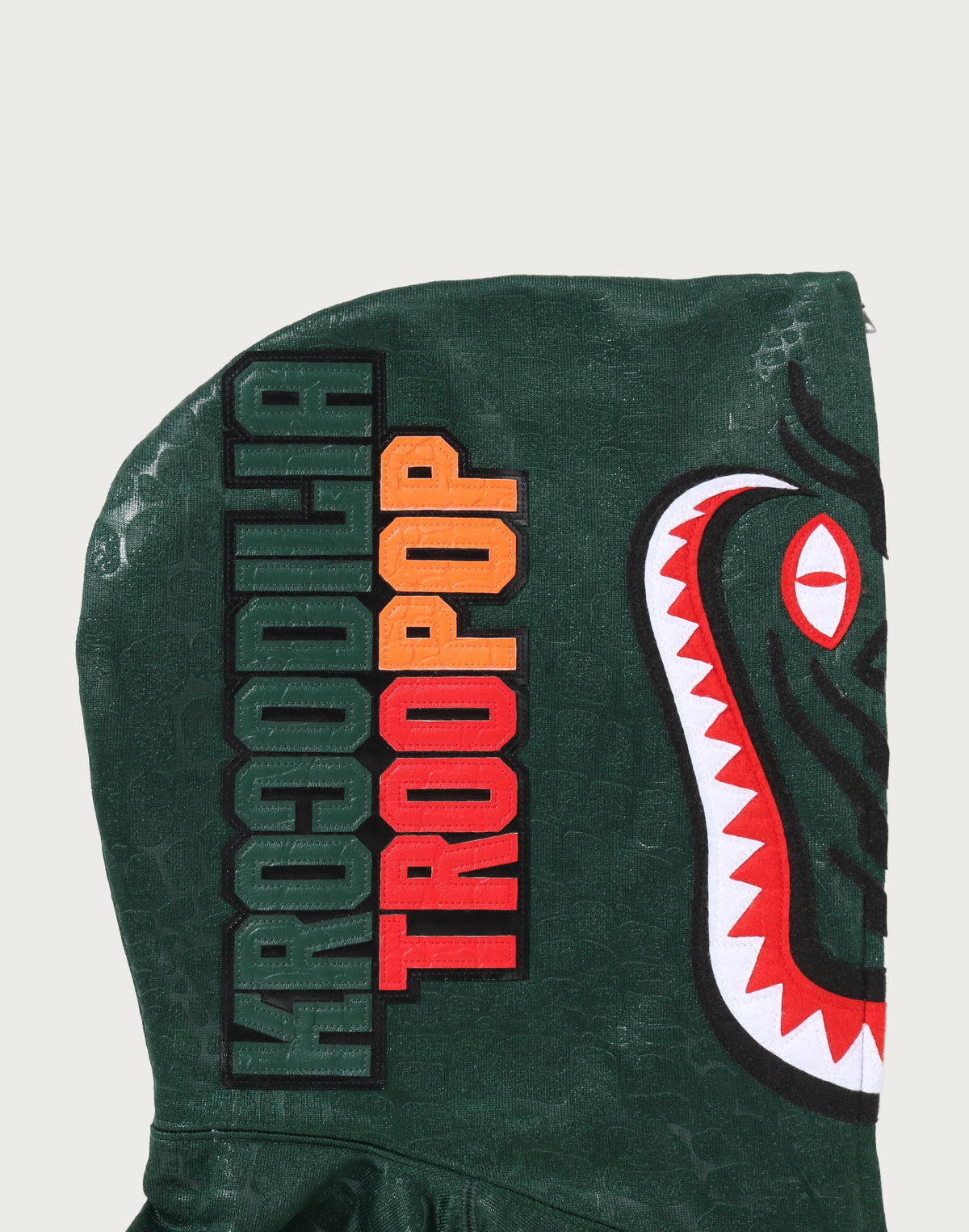 CROC PATTERN CROCODILE RELAXED FIT FULL ZIP HOODIE MENS