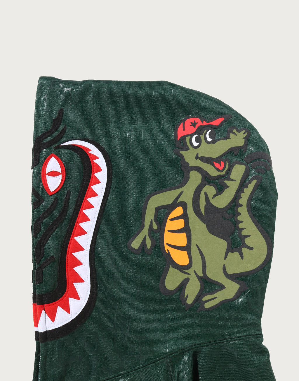 CROC PATTERN CROCODILE RELAXED FIT FULL ZIP HOODIE MENS