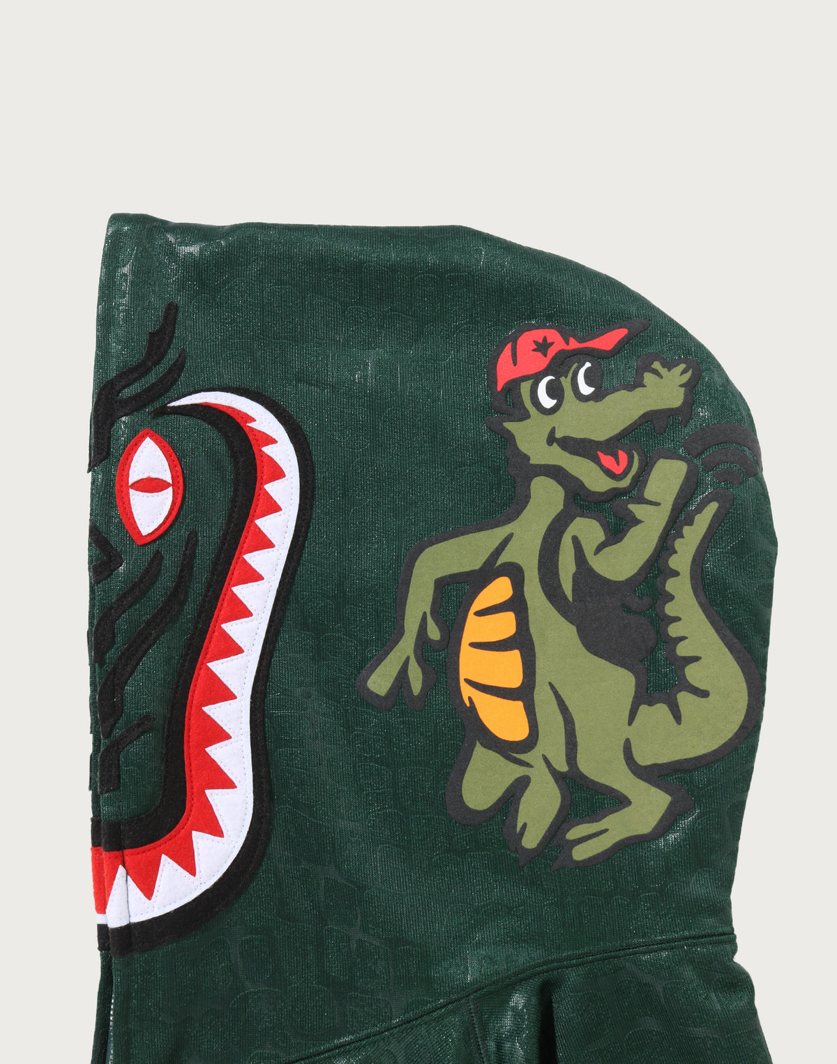 CROC PATTERN CROCODILE RELAXED FIT FULL ZIP HOODIE MENS