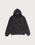 COLOR CAMO HEAVY WASHED CROPPED FIT ZIP HOODIE MENS