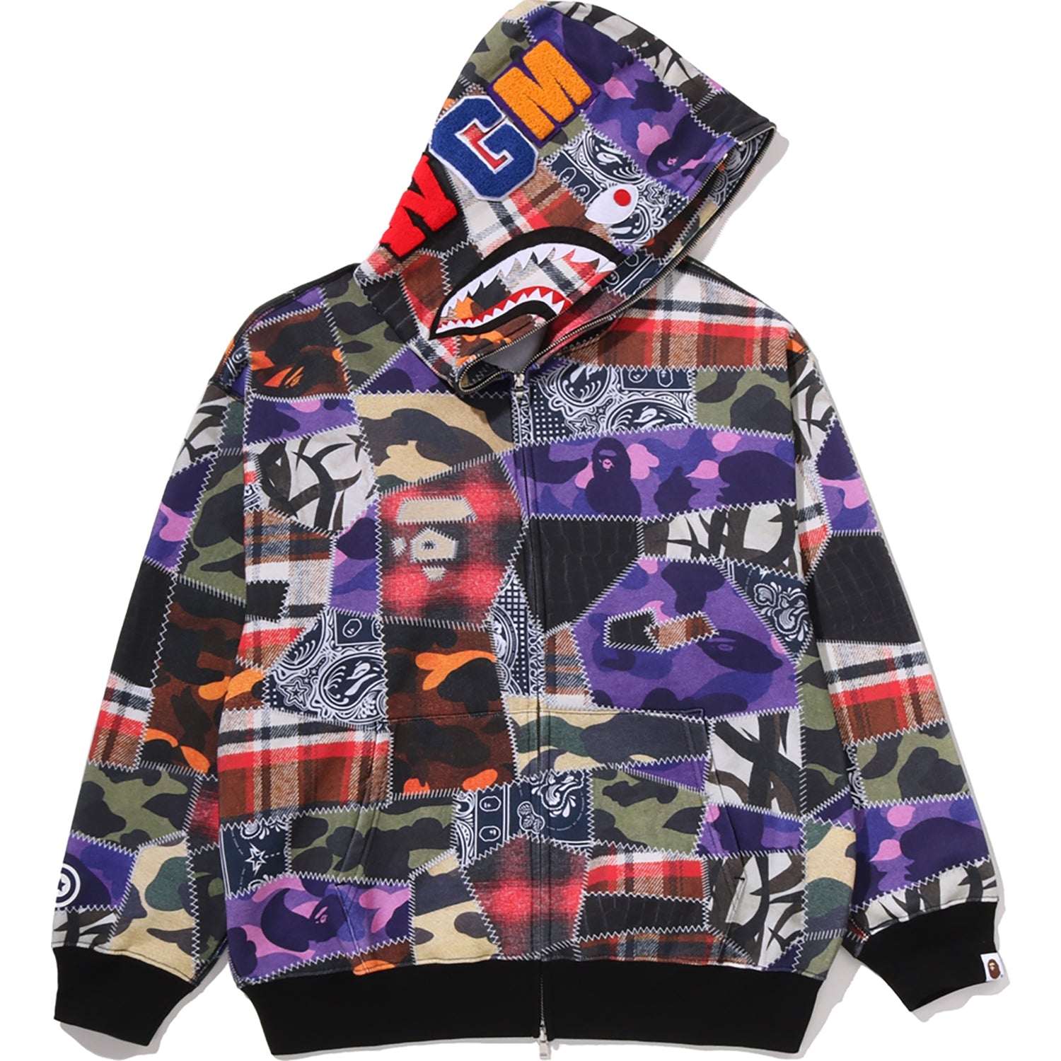 CRAZY PATCH SHARK FULL ZIP HOODIE MENS – us.bape.com
