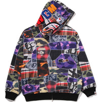 CRAZY PATCH SHARK FULL ZIP HOODIE MENS