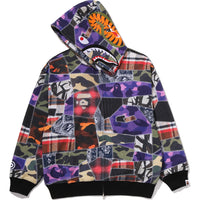 CRAZY PATCH SHARK FULL ZIP HOODIE MENS