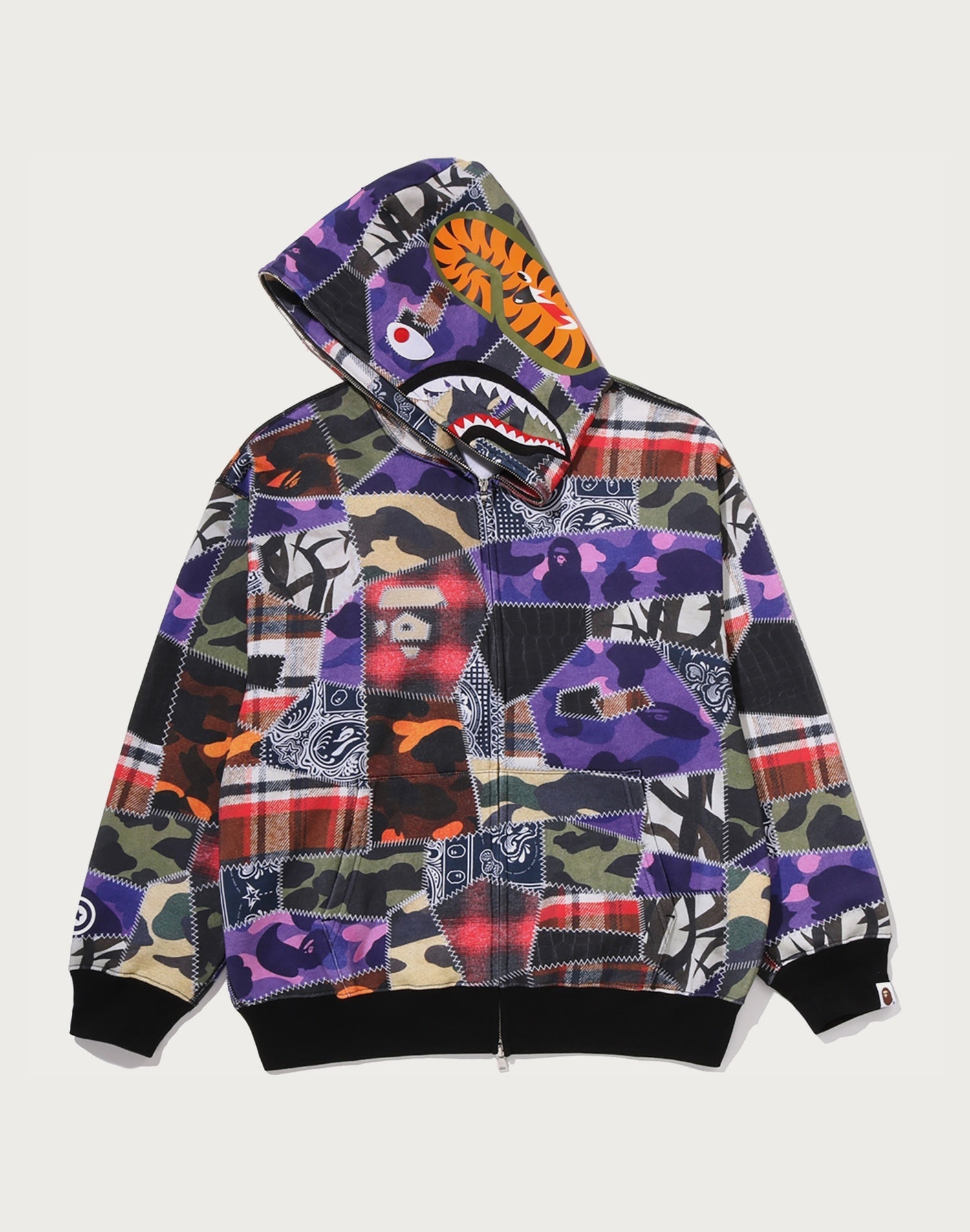 CRAZY PATCH SHARK FULL ZIP HOODIE MENS
