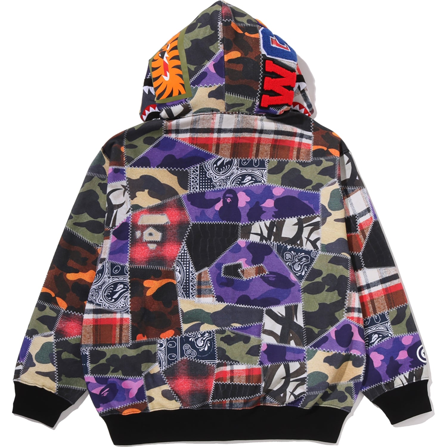 CRAZY PATCH SHARK FULL ZIP HOODIE MENS