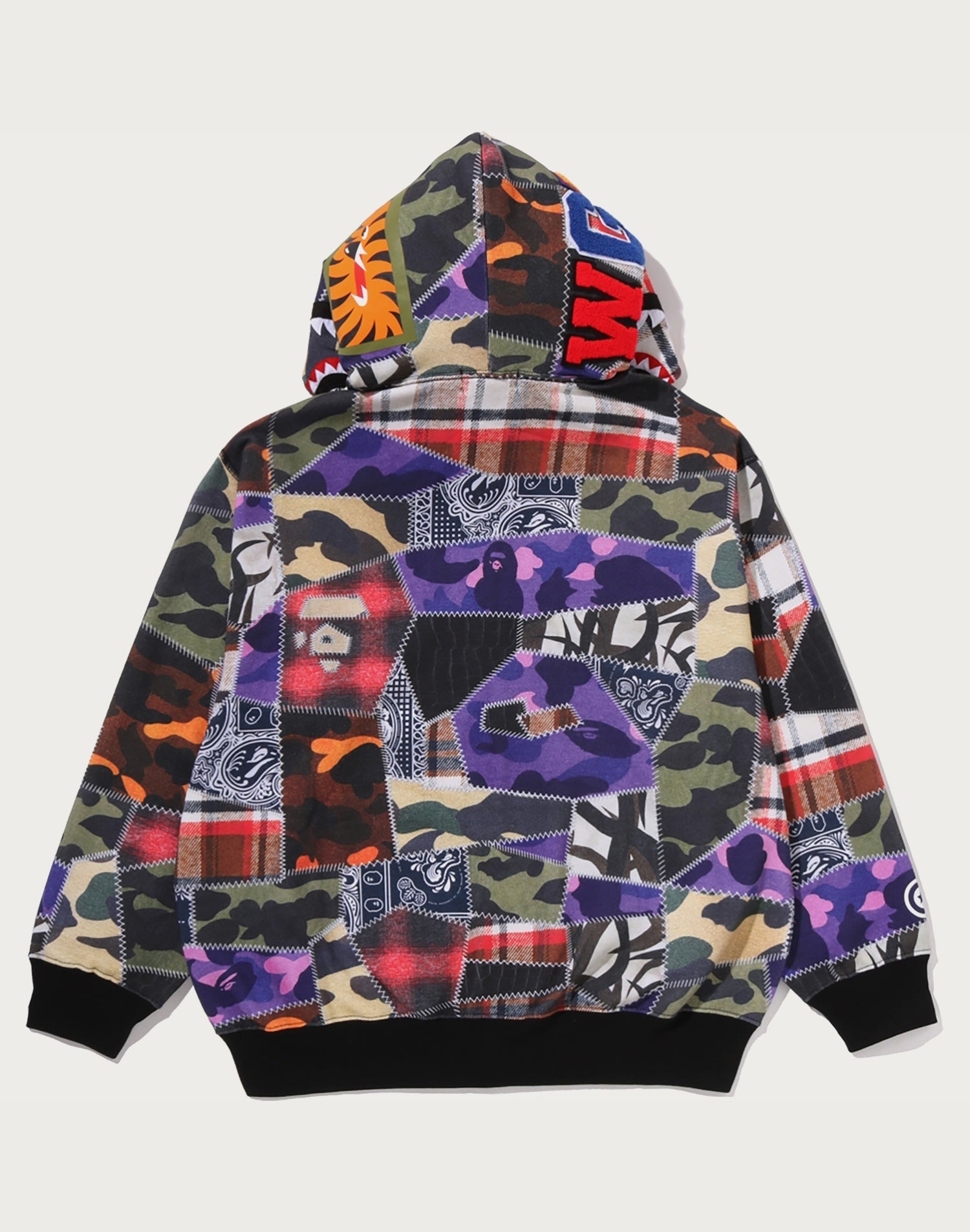 CRAZY PATCH SHARK FULL ZIP HOODIE MENS