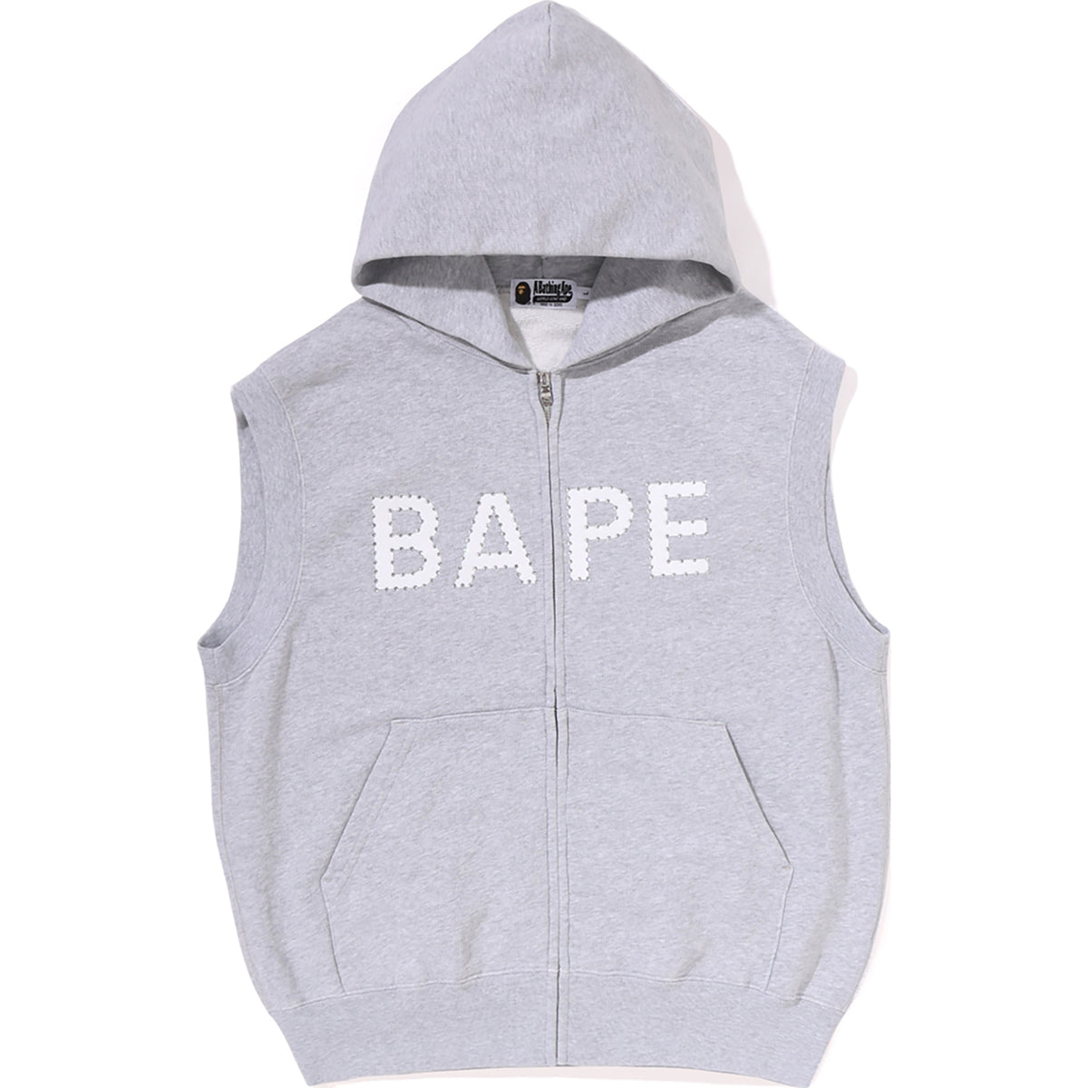 HEAVY WASHED RHINESTONE SLEEVELESS RELAXED FIT ZIP HOODIE MENS