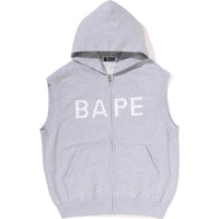 HEAVY WASHED RHINESTONE SLEEVELESS RELAXED FIT ZIP HOODIE MENS