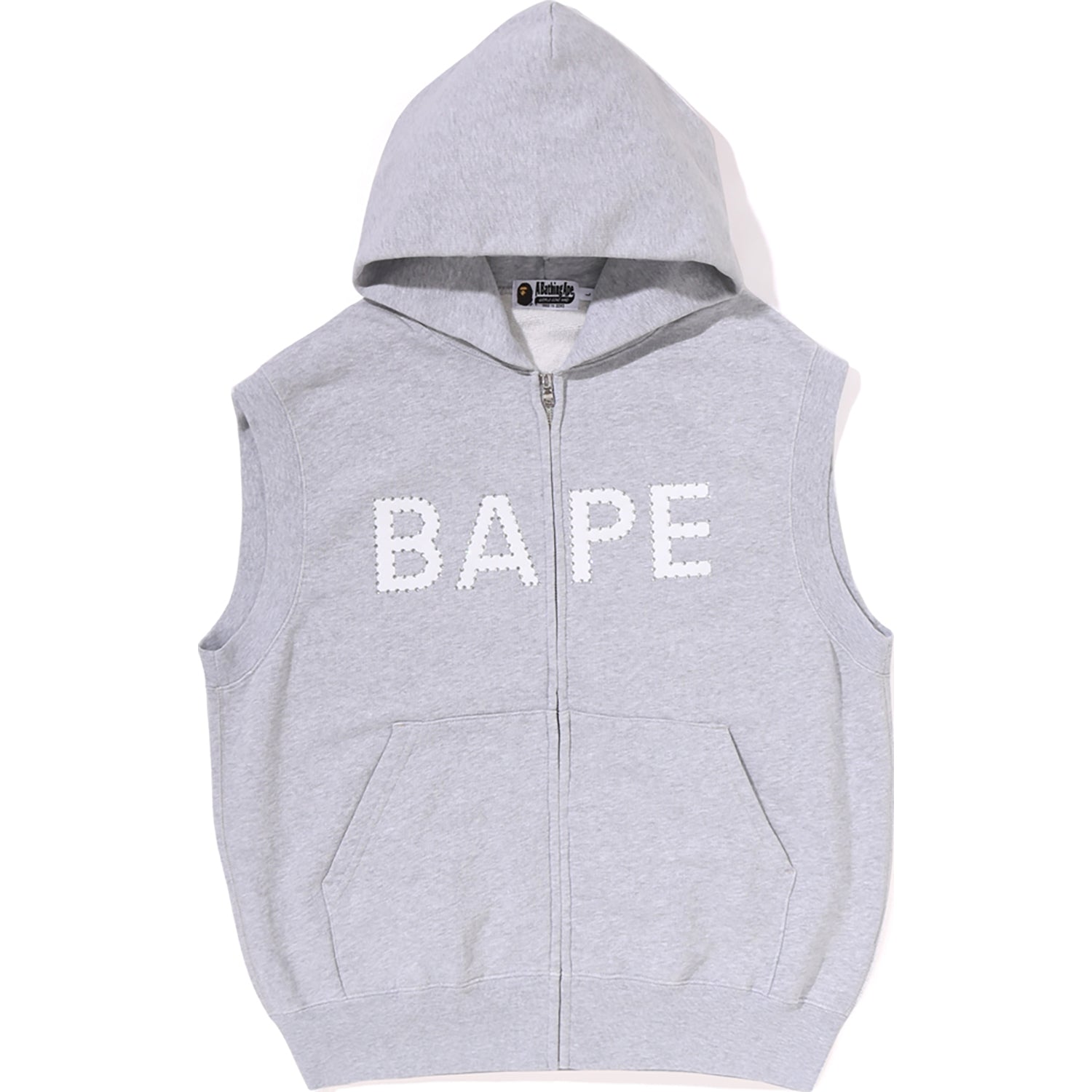 HEAVY WASHED RHINESTONE SLEEVELESS RELAXED FIT ZIP HOODIE MENS