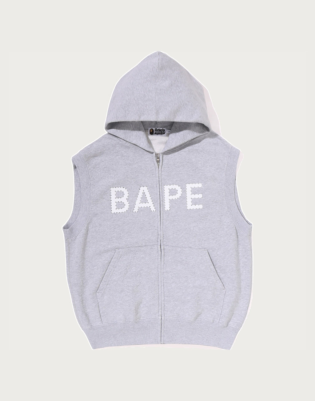HEAVY WASHED RHINESTONE SLEEVELESS RELAXED FIT ZIP HOODIE MENS