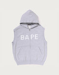 HEAVY WASHED RHINESTONE SLEEVELESS RELAXED FIT ZIP HOODIE MENS