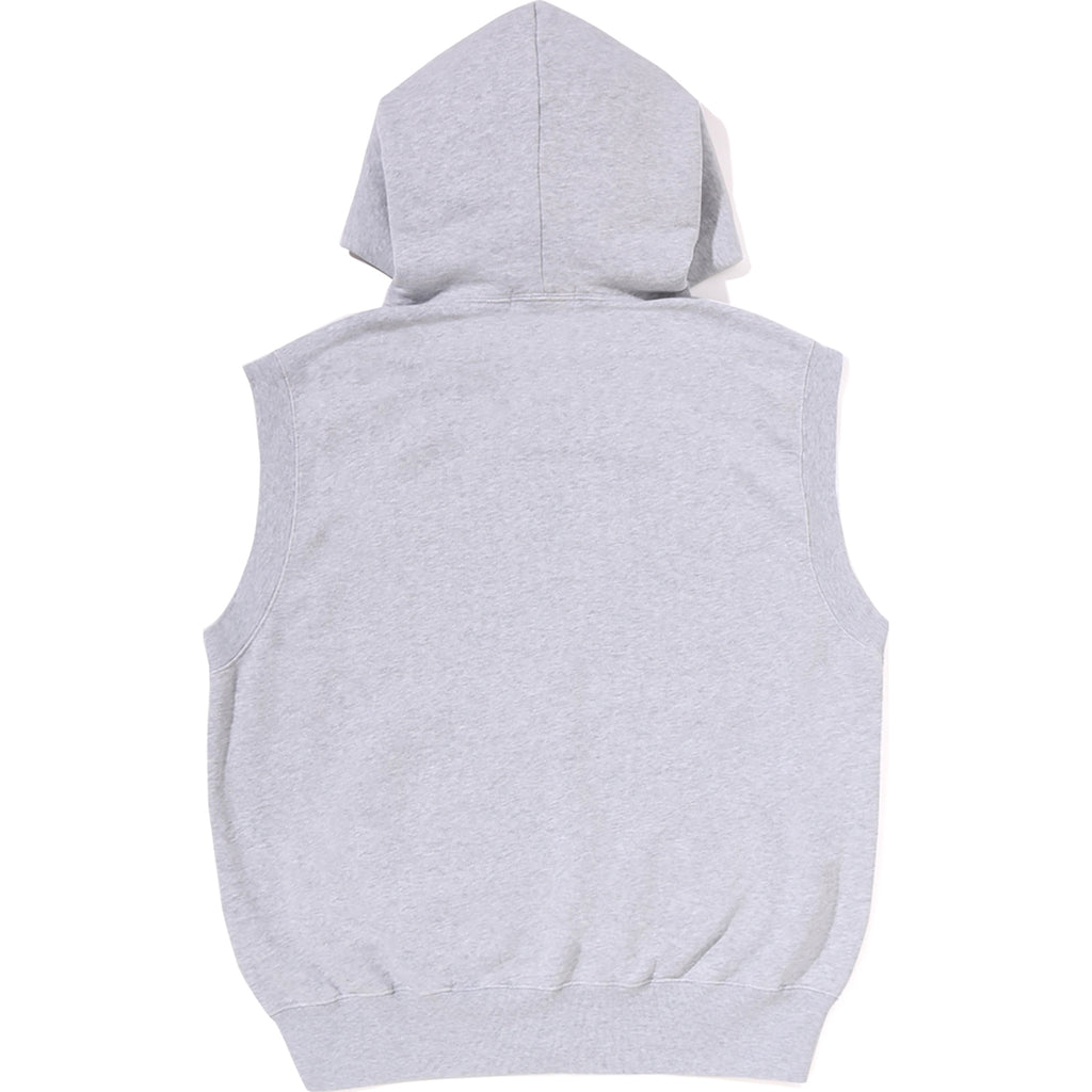 HEAVY WASHED RHINESTONE SLEEVELESS RELAXED FIT ZIP HOODIE MENS