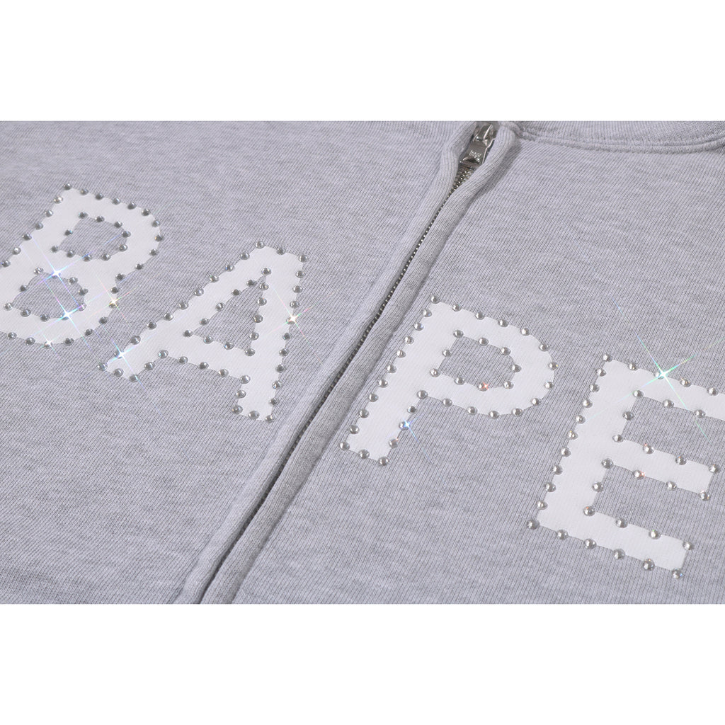 HEAVY WASHED RHINESTONE SLEEVELESS RELAXED FIT ZIP HOODIE MENS