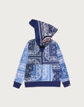 PAISLEY PATTERN SHARK FULL ZIP HOODIE MENS