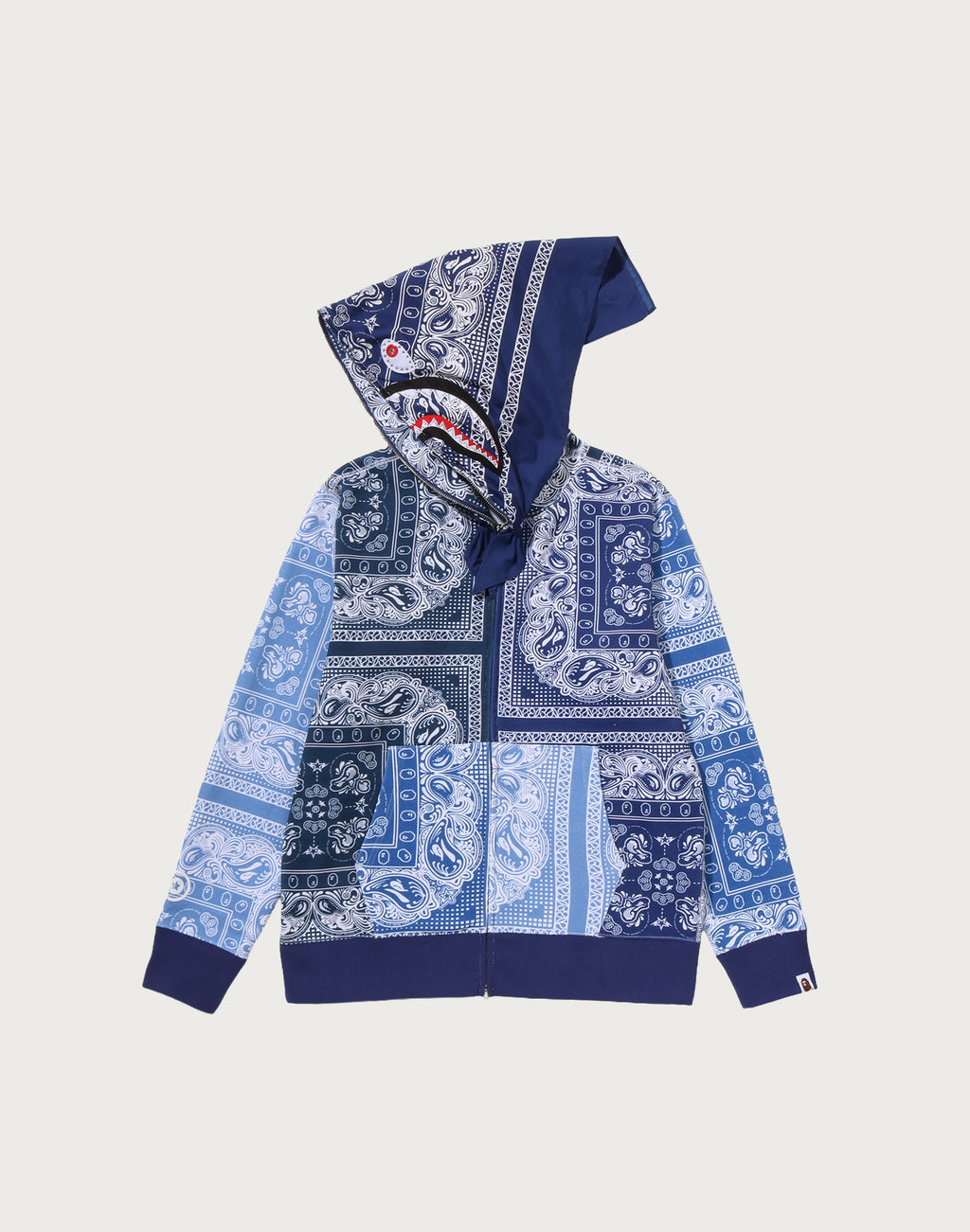PAISLEY PATTERN SHARK FULL ZIP HOODIE MENS