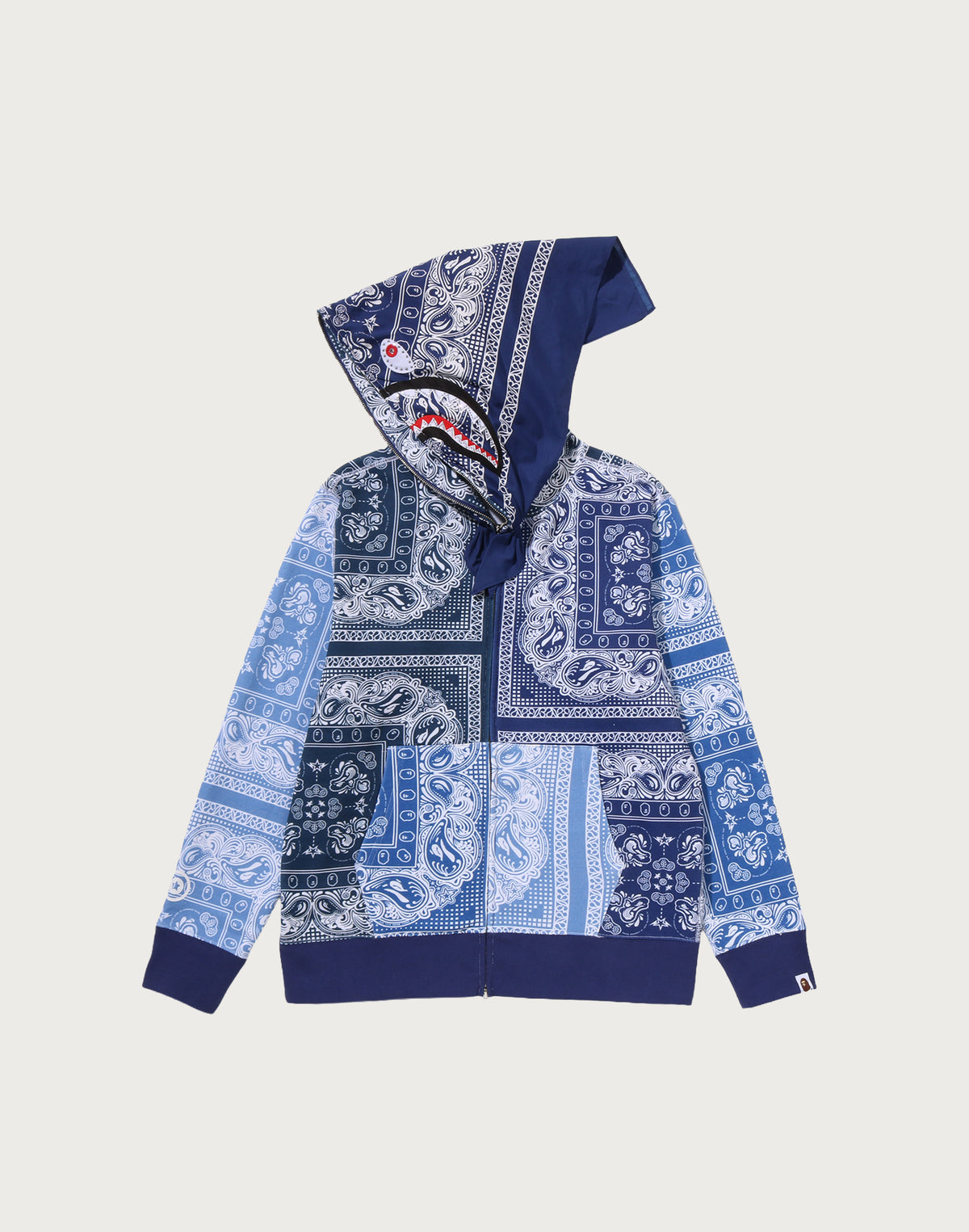 PAISLEY PATTERN SHARK FULL ZIP HOODIE MENS
