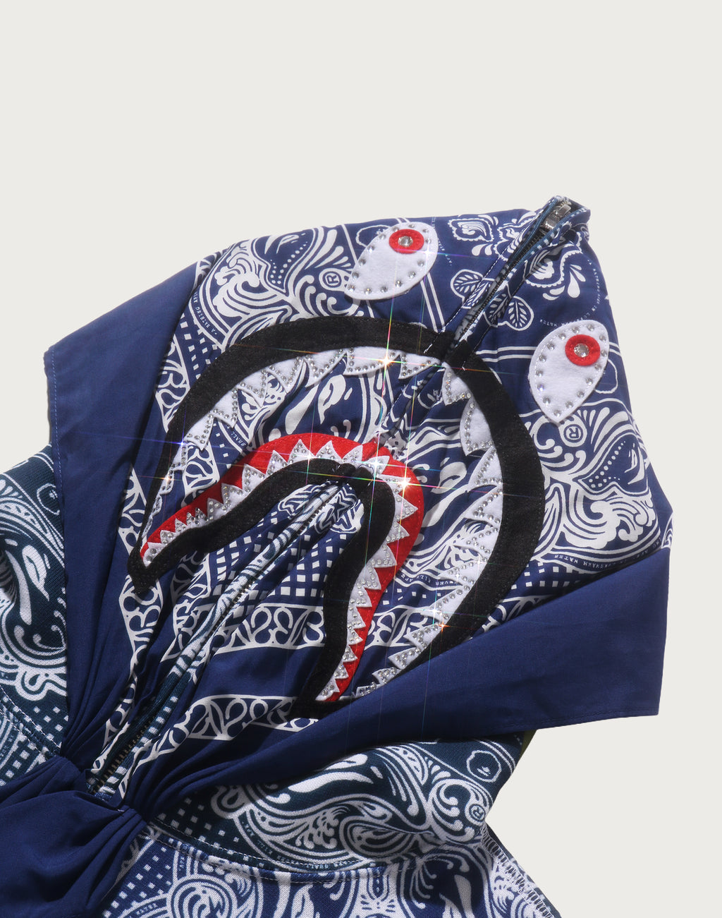 PAISLEY PATTERN SHARK FULL ZIP HOODIE MENS