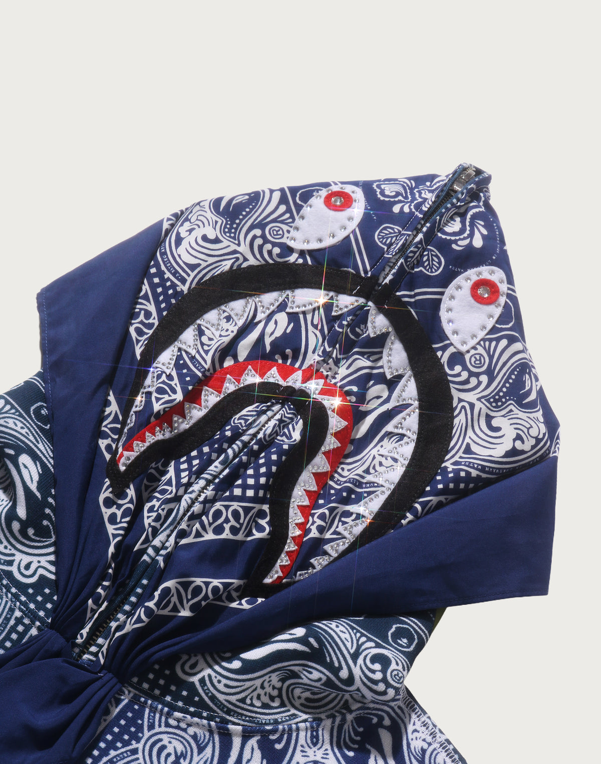 PAISLEY PATTERN SHARK FULL ZIP HOODIE MENS