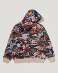 HYBRID CAMO MULTI BADGE SHARK RELAXED FIT FULL ZIP HOODIE MENS