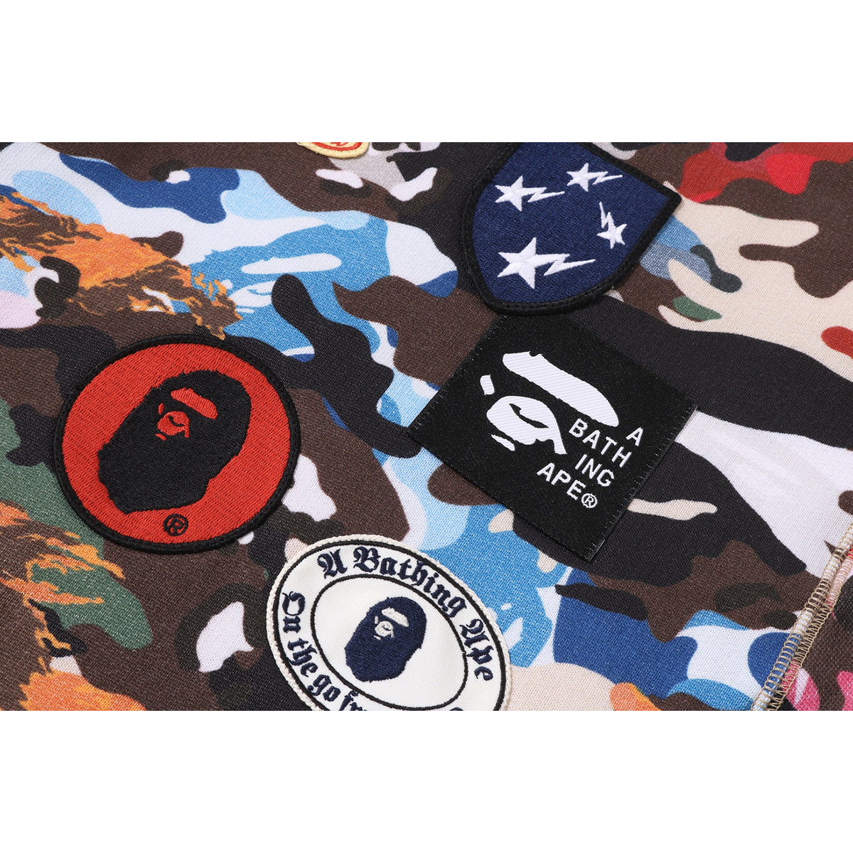 HYBRID CAMO MULTI BADGE SHARK RELAXED FIT FULL ZIP HOODIE MENS