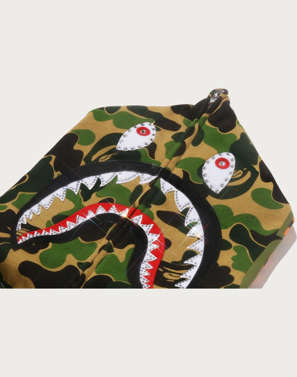 ABC CAMO CRYSTAL STONE SHARK FULL ZIP HOODIE LADIES