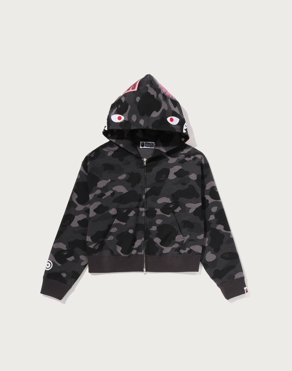 COLOR CAMO FUR SHARK CROPPED ZIP HOODIE LADIES