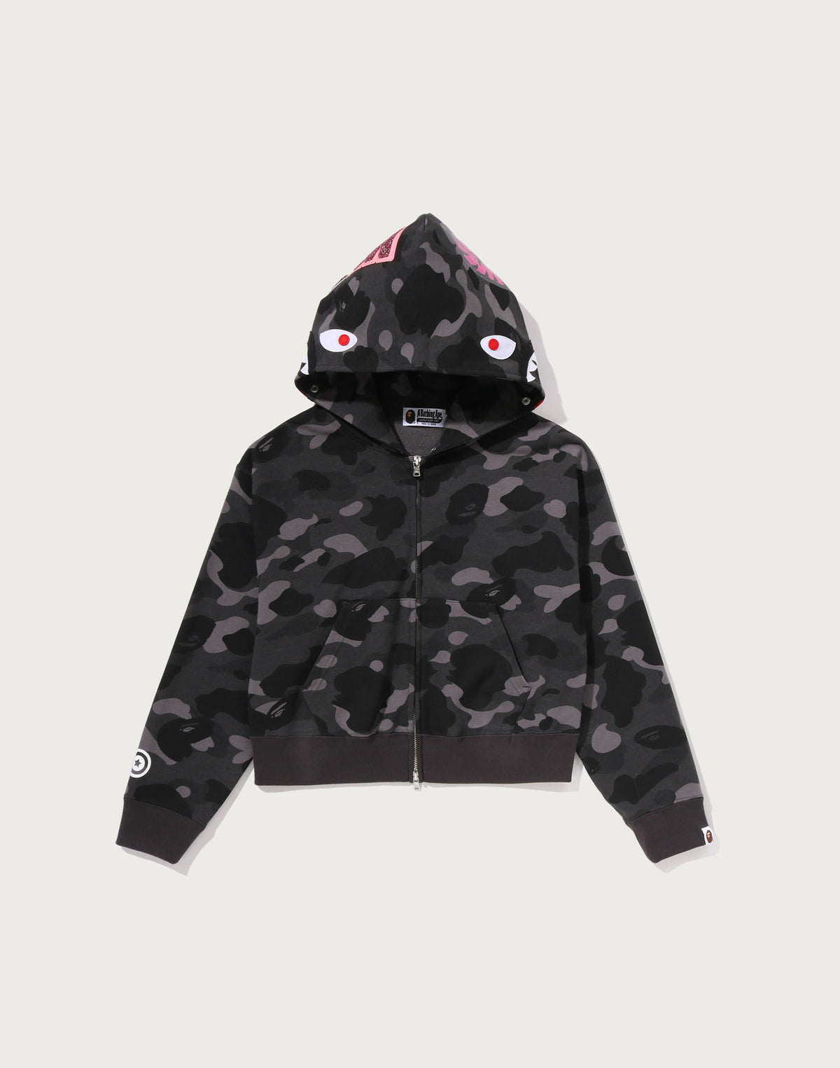 COLOR CAMO FUR SHARK CROPPED ZIP HOODIE LADIES