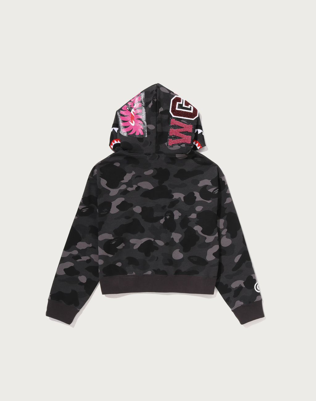 COLOR CAMO FUR SHARK CROPPED ZIP HOODIE LADIES