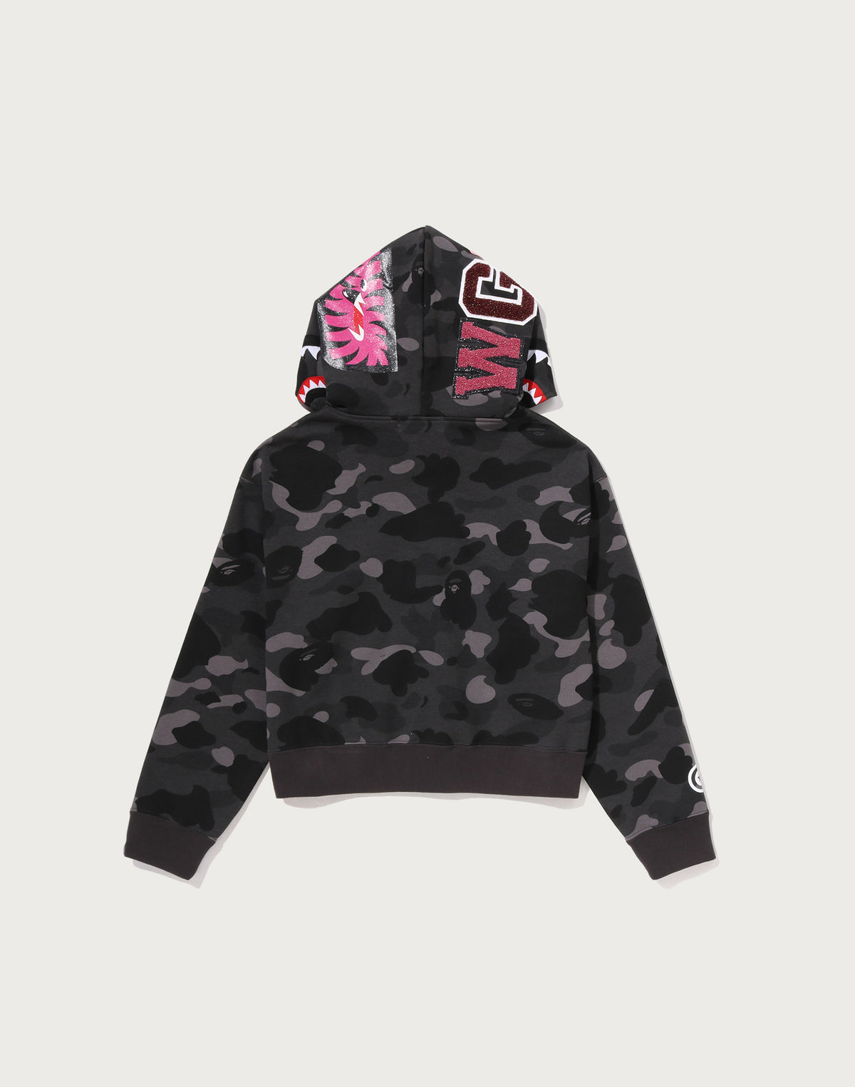 COLOR CAMO FUR SHARK CROPPED ZIP HOODIE LADIES