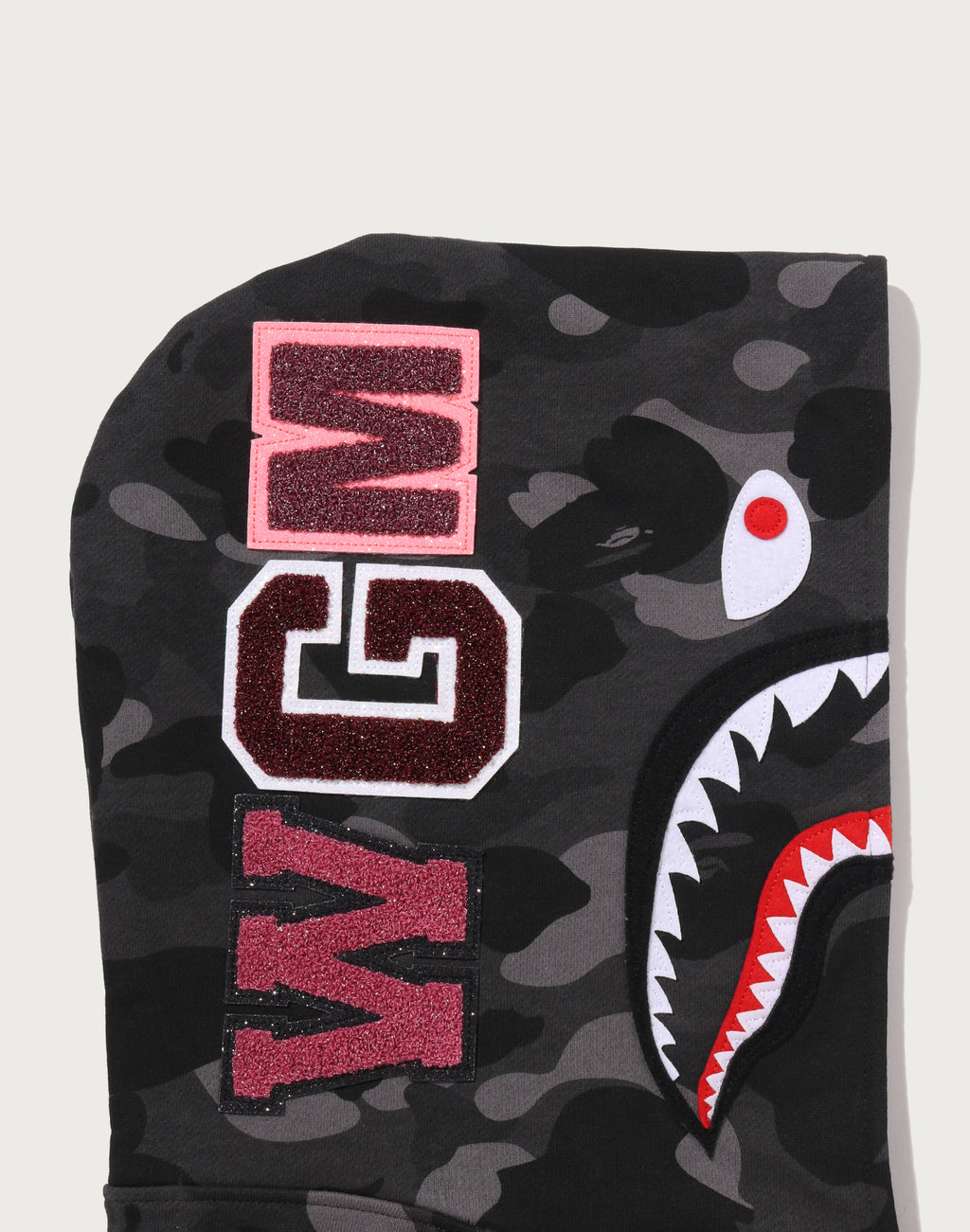 COLOR CAMO FUR SHARK CROPPED ZIP HOODIE LADIES