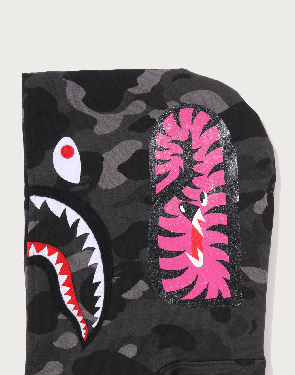 COLOR CAMO FUR SHARK CROPPED ZIP HOODIE LADIES