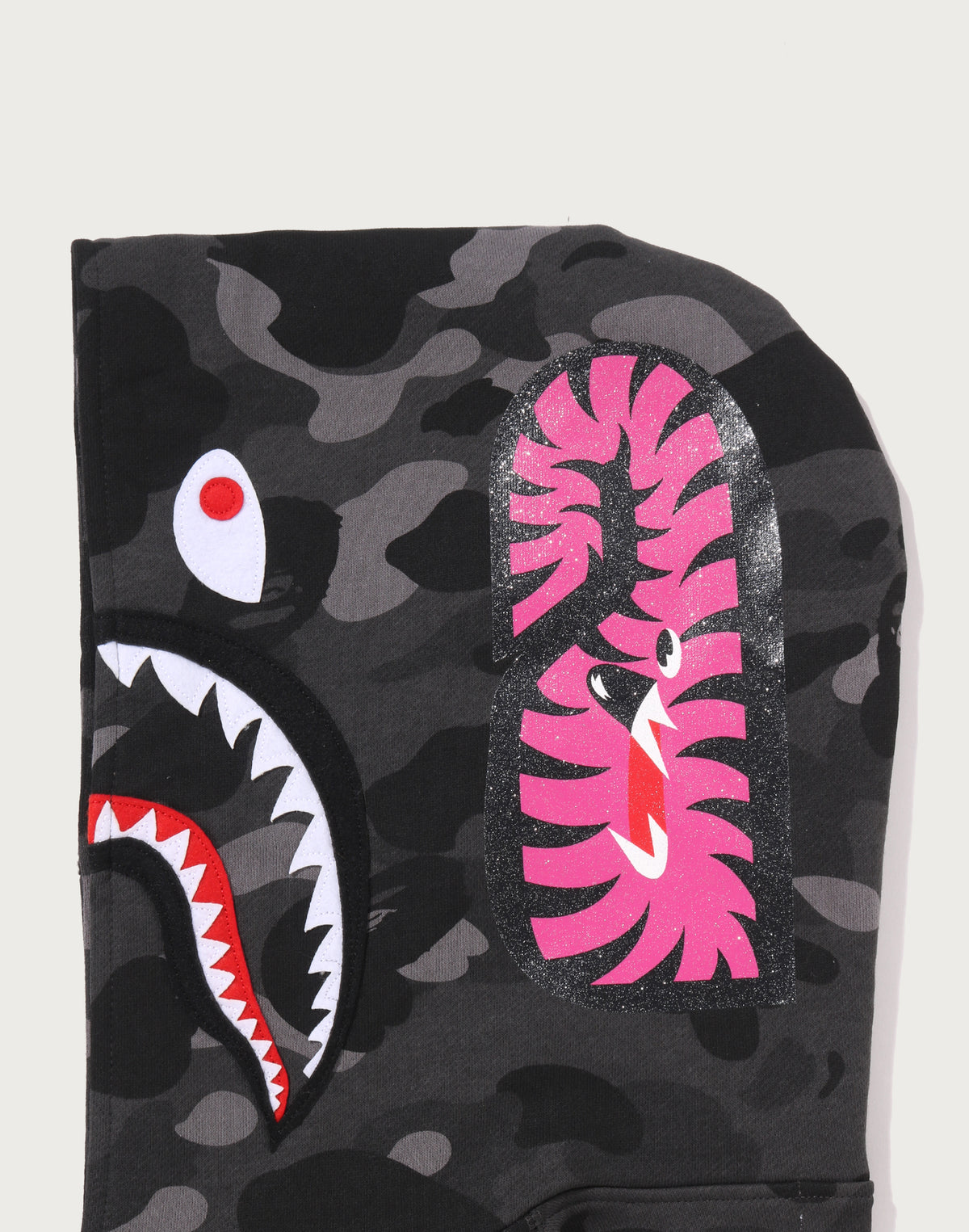 COLOR CAMO FUR SHARK CROPPED ZIP HOODIE LADIES