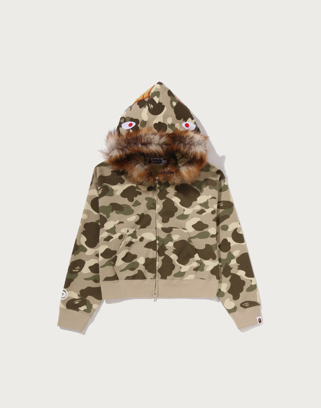 COLOR CAMO FUR SHARK CROPPED ZIP HOODIE LADIES