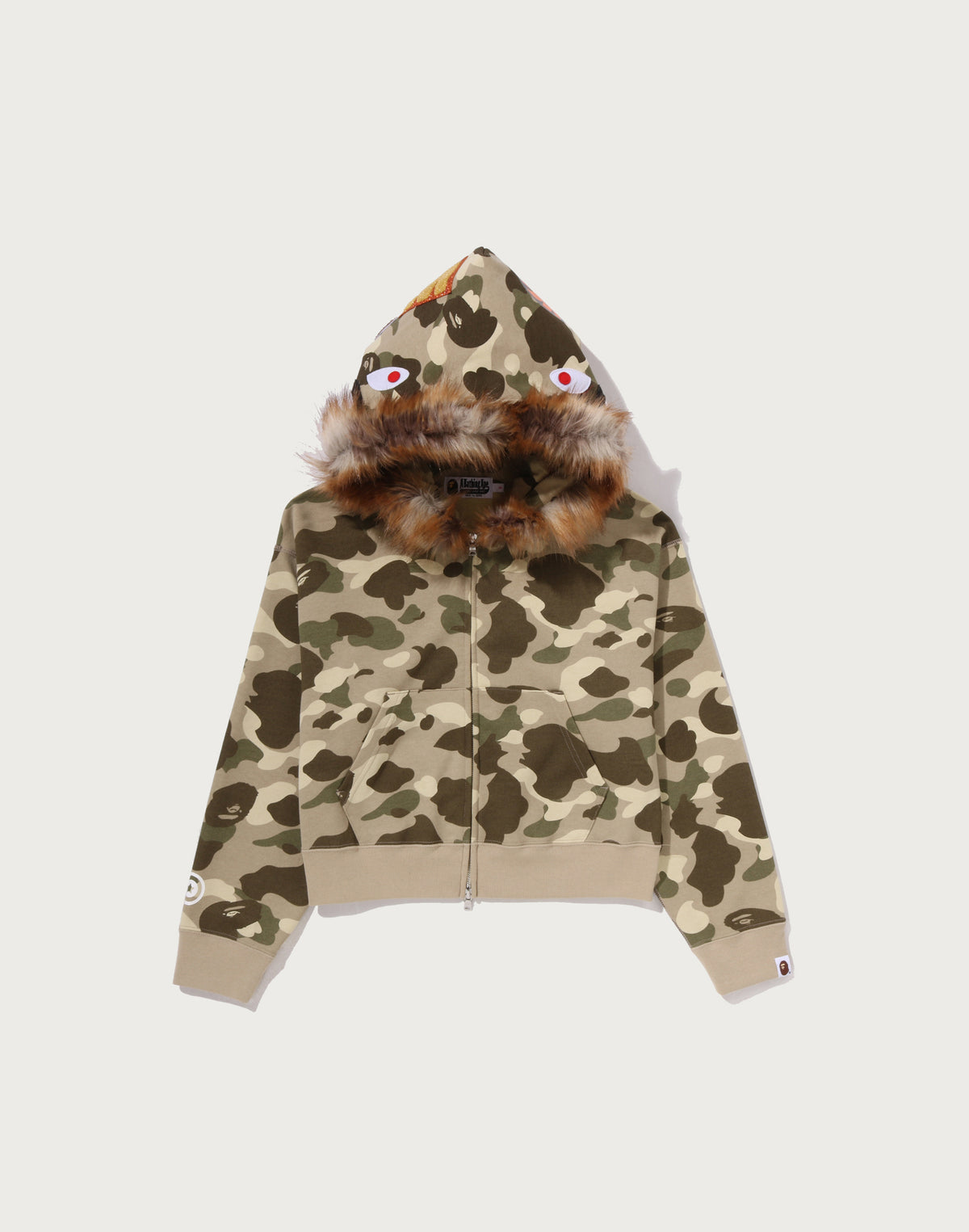 COLOR CAMO FUR SHARK CROPPED ZIP HOODIE LADIES