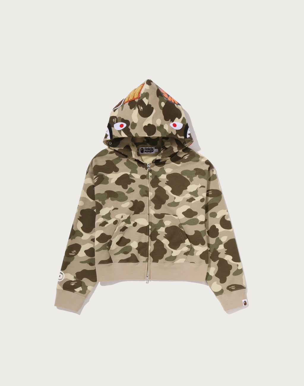 COLOR CAMO FUR SHARK CROPPED ZIP HOODIE LADIES