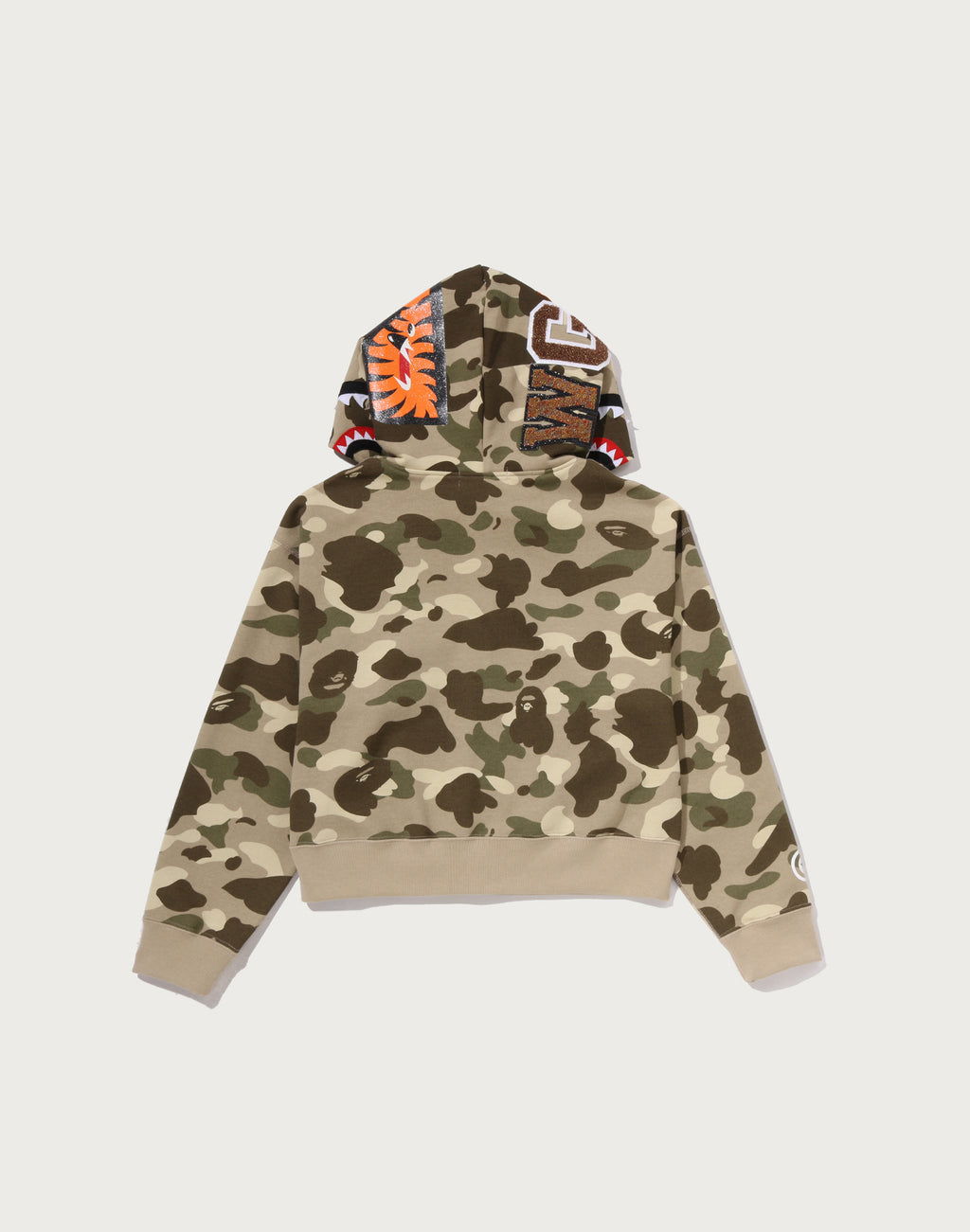 COLOR CAMO FUR SHARK CROPPED ZIP HOODIE LADIES