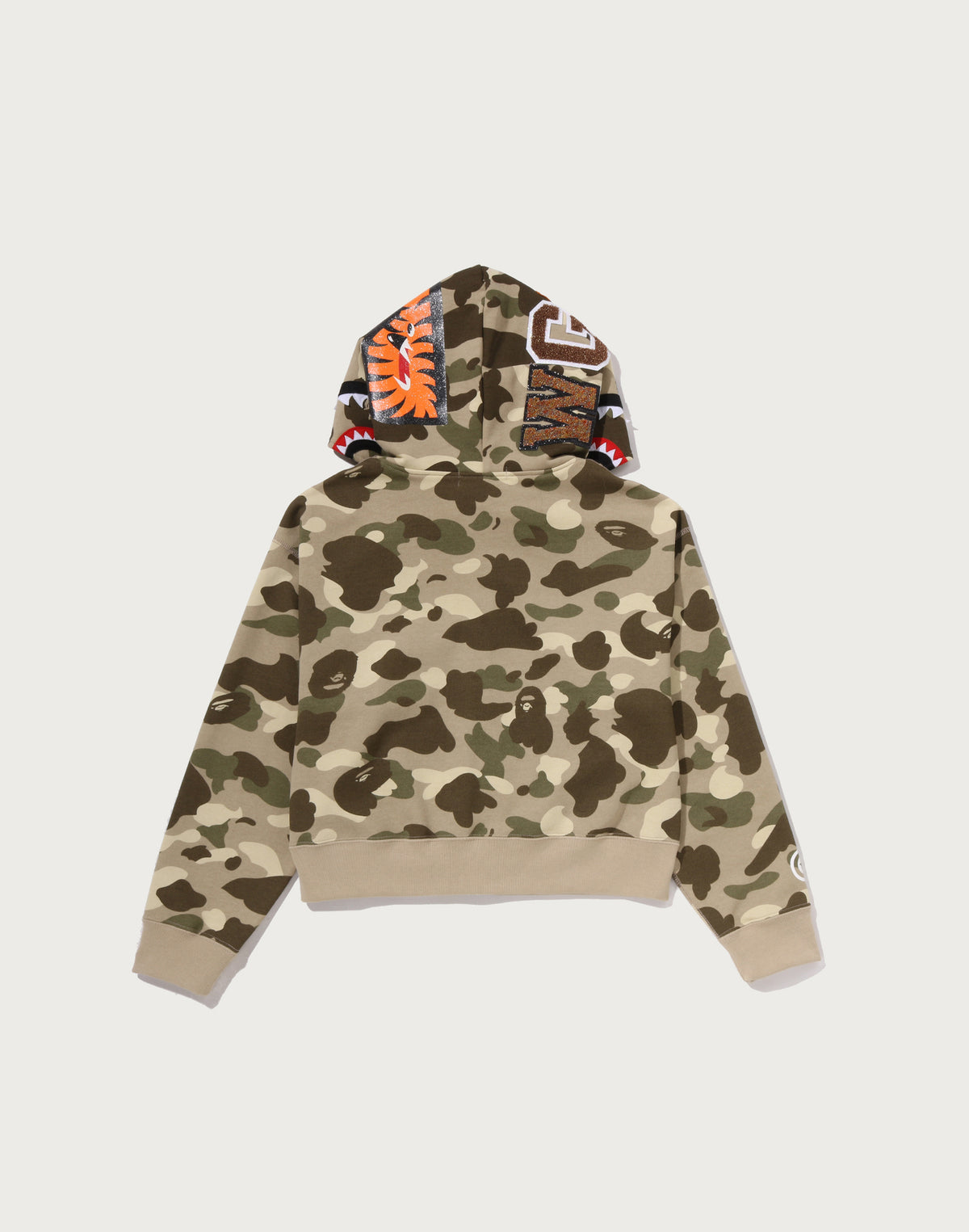COLOR CAMO FUR SHARK CROPPED ZIP HOODIE LADIES