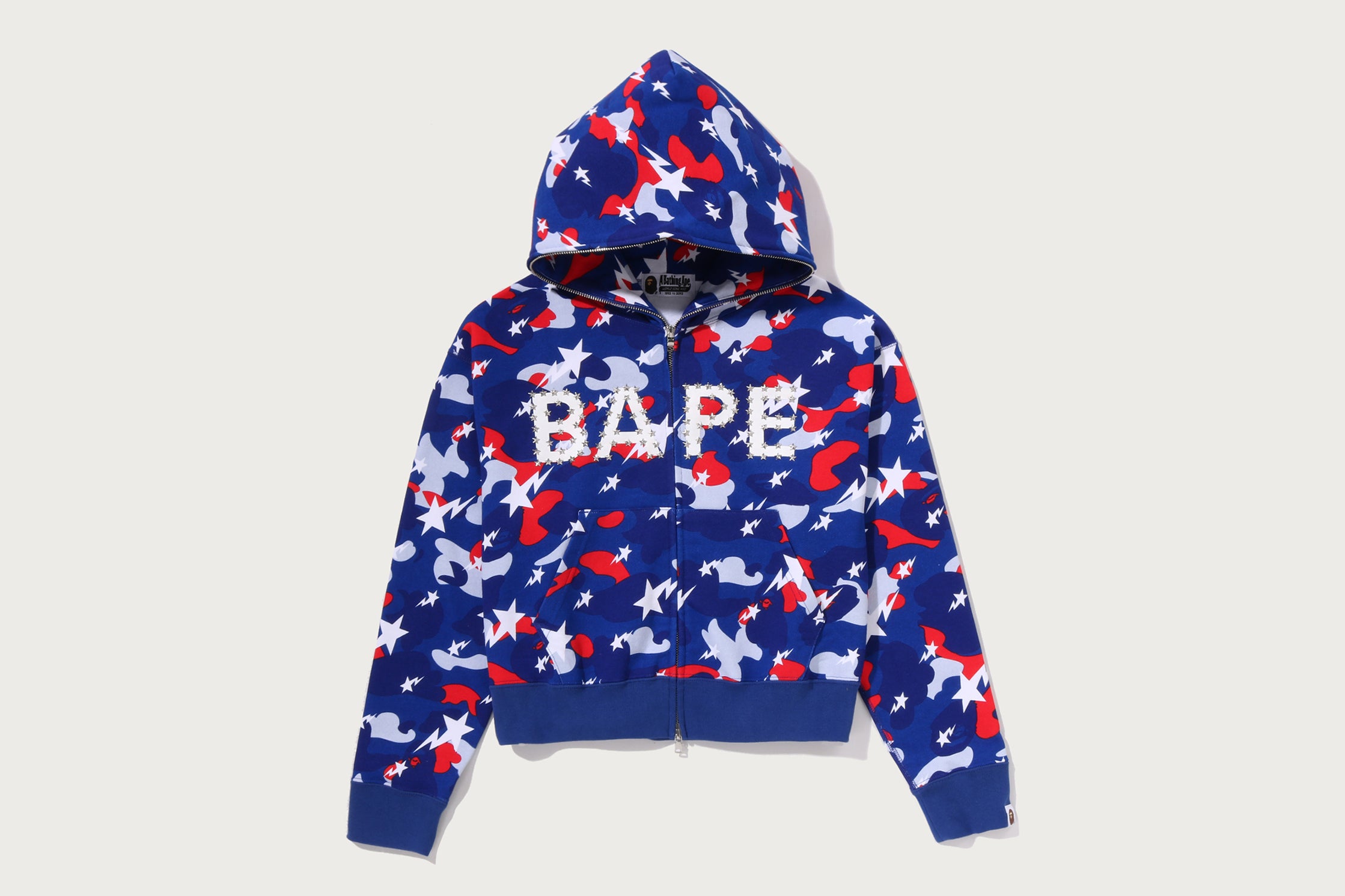 STA STRIKE CAMO LOGO CROPPED FULL ZIP HOODIE LADIES