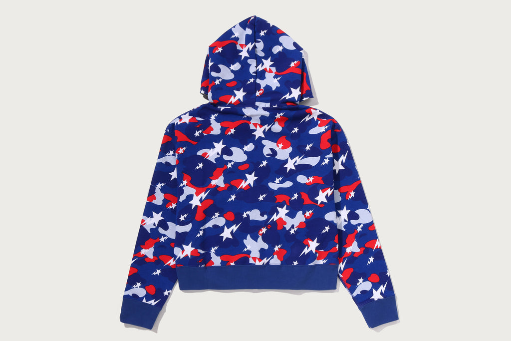 STA STRIKE CAMO LOGO CROPPED FULL ZIP HOODIE LADIES
