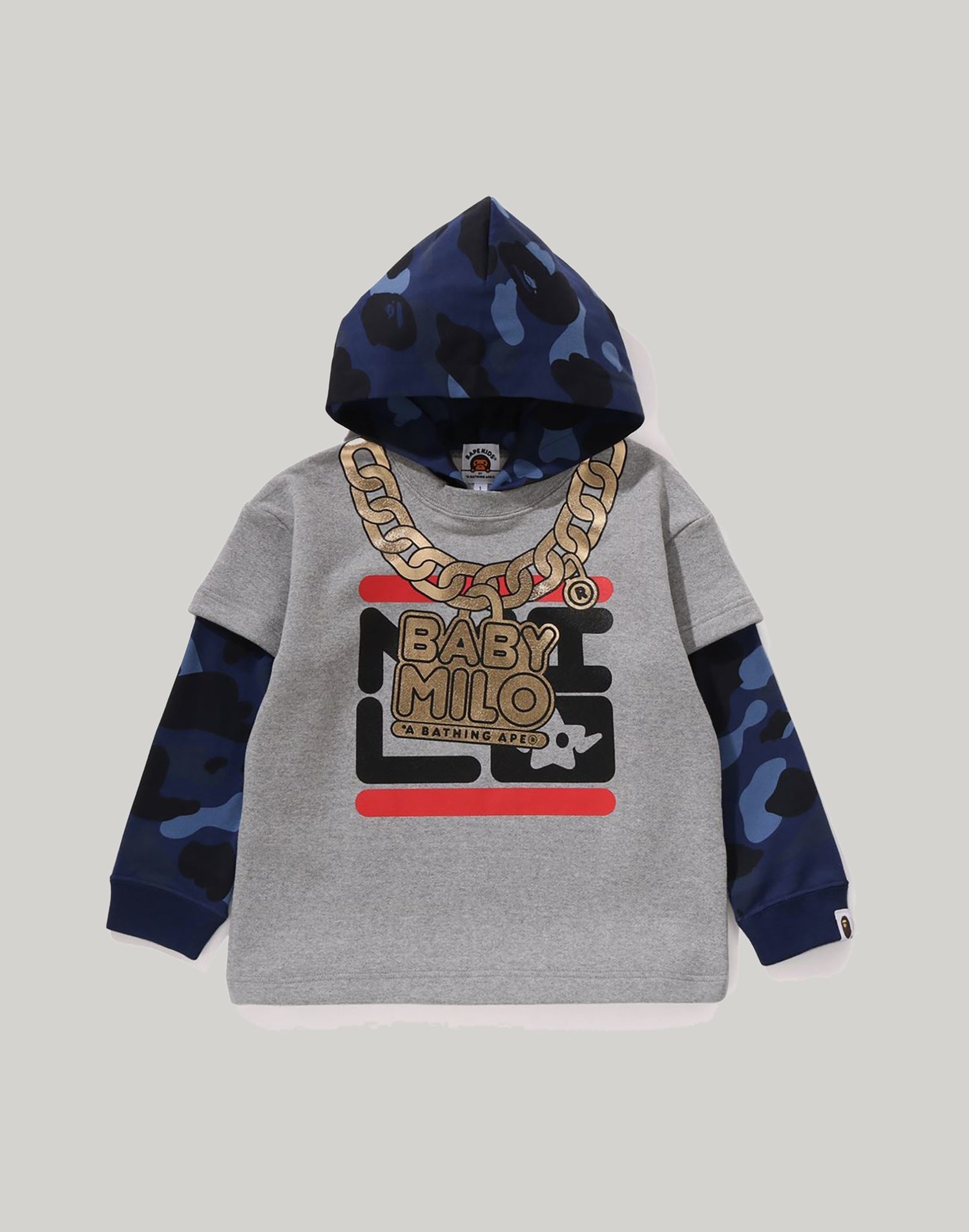 COLOR CAMO LAYERED RELAXED FIT PULLOVER HOODIE KIDS